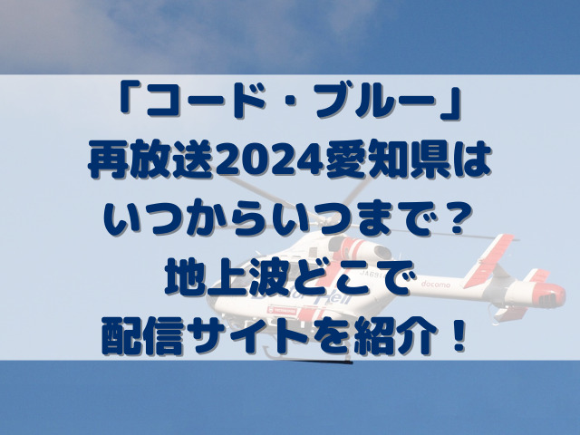 コードブルー再放送2024愛知県はいつからいつまで？地上波どこで配信サイトを紹介！