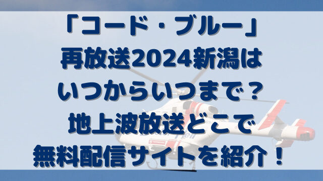 コードブルー再放送2024新潟はいつから？地上波放送どこで無料配信サイトを紹介！